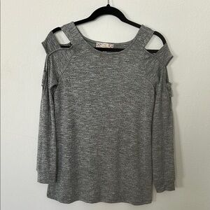 Women's Gray Cold Shoulder Top